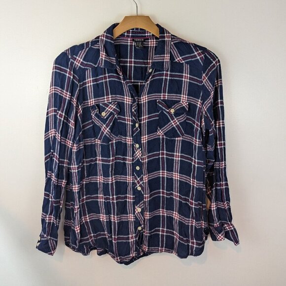 torrid Tops - Torrid Blue/Maroon Flannel Buttondown Top, Sz 2X